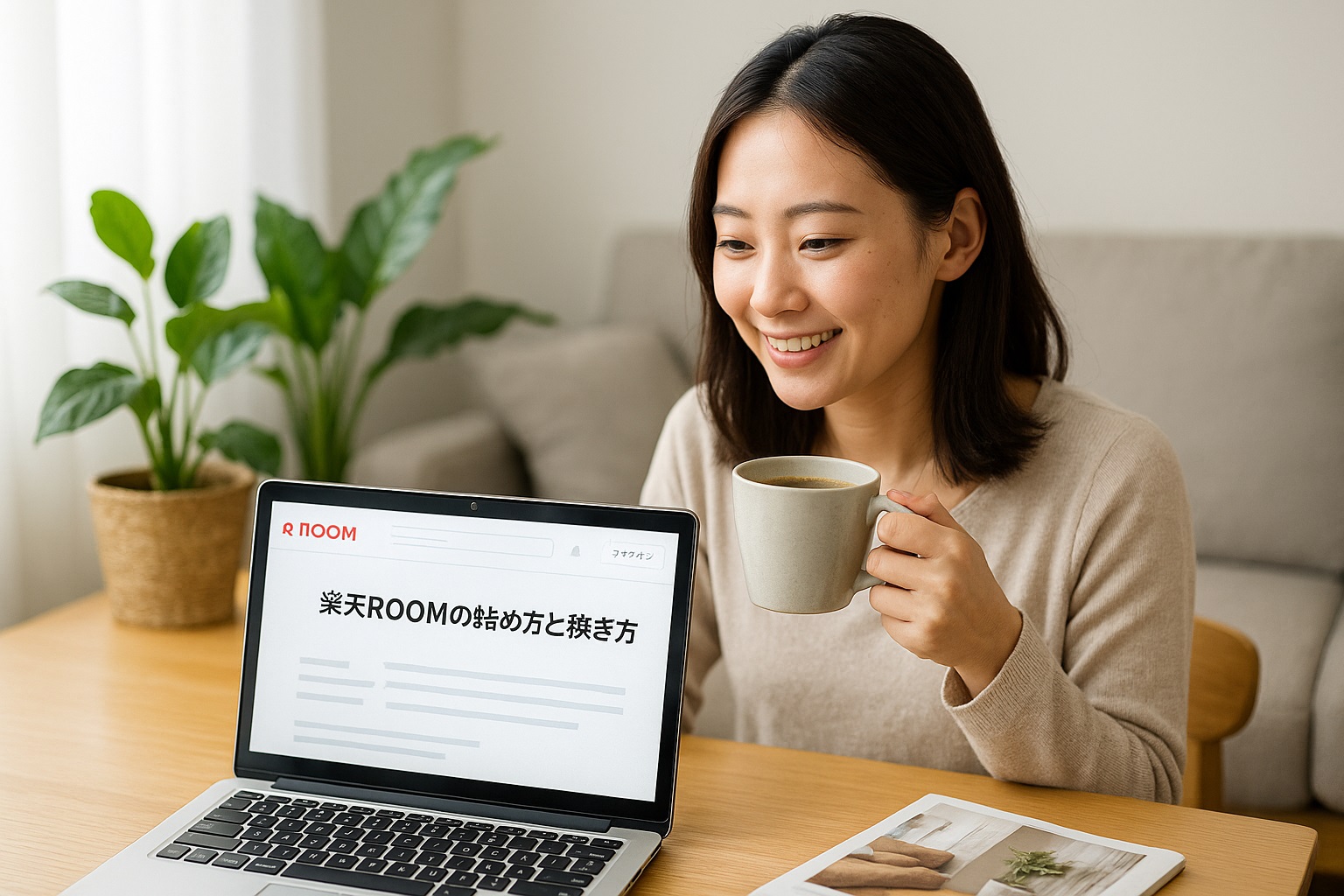 楽天ROOMを使って収益化に挑戦するライフスタイルを象徴するイメージ